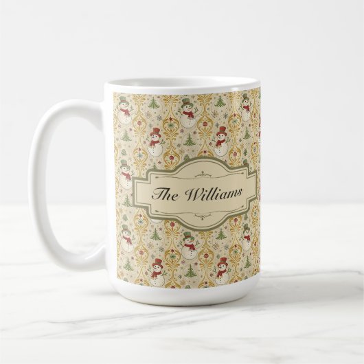 Vintager Schneemann & Weihnachtsbaum Custom Kaffeetasse (Links)
