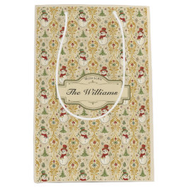 Vintager Schneemann & Weihnachtsbaum Custom Mittlere Geschenktüte