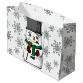Vintager Schneemannsschneeflocken Winterurlaub Große Geschenktüte (Rückseite Schrägansicht)