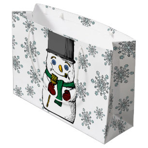 Vintager Schneemannsschneeflocken Winterurlaub Große Geschenktüte