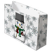 Vintager Schneemannsschneeflocken Winterurlaub Große Geschenktüte (Vorderseite Schrägansicht)