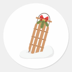 Vintager Schneeschlitten Runder Aufkleber