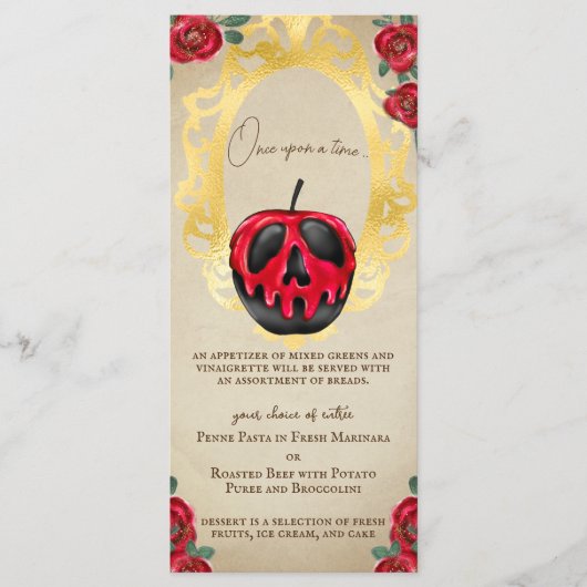 Vintager Schneeweißer Märchengift Menükarte (Vorderseite)