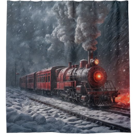 Vintager Schneezug Duschvorhang (Vorderseite)