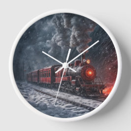 Vintager Schneezug Quadratische Wanduhr