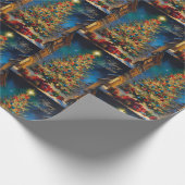 Vintager schöner Weihnachtsbaum mit Geschenken Geschenkpapier (Ecke)