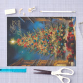 Vintager schöner Weihnachtsbaum mit Geschenken Seidenpapier (Handwerk)