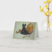 Vintager schottischer Hundeschein Karte (Gelbe Blume)