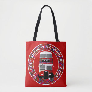 Vintager schottischer Tartan Doppeldecker-Busbeute Tasche
