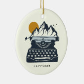 Vintager Schreibmaschinenname Berglandschaft Keramik Ornament (Rechts)