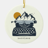 Vintager Schreibmaschinenname Berglandschaft Keramik Ornament (Vorne)