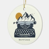 Vintager Schreibmaschinenname Berglandschaft Keramik Ornament (Links)