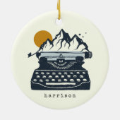Vintager Schreibmaschinenname Berglandschaft Keramik Ornament (Hinten)
