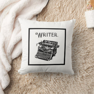 Vintager Schreibmaschinenschreibtisch, Sketch Zeic Kissen