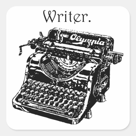 Vintager Schreibmaschinenschreibtisch, Sketch Zeic Quadratischer Aufkleber (Vorderseite)