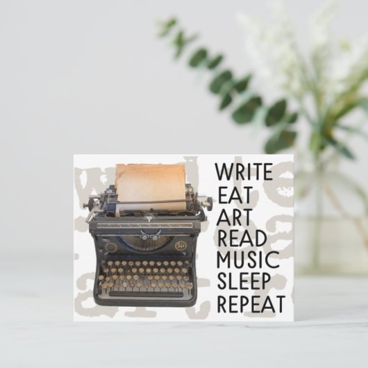 Vintager Schreibvorgang Postkarte (Stehend Vorderseite)