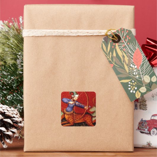 Vintager Schütze Quadratischer Aufkleber (Feiertag)