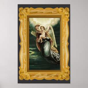 Vintager Schutzengel mit Jesus Poster