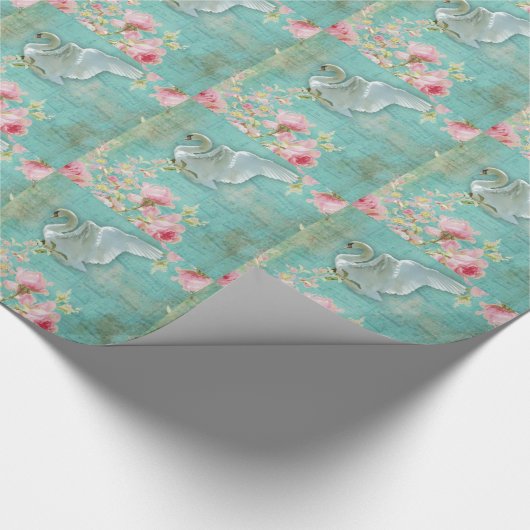 Vintager Schwan Geschenkpapier (Ecke)