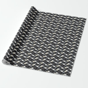 Vintager Schwanensee: Monotone-Muster. Geschenkpapier