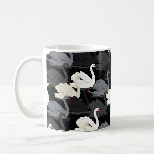 Vintager Schwanensee: Monotone-Muster. Kaffeetasse (Links)