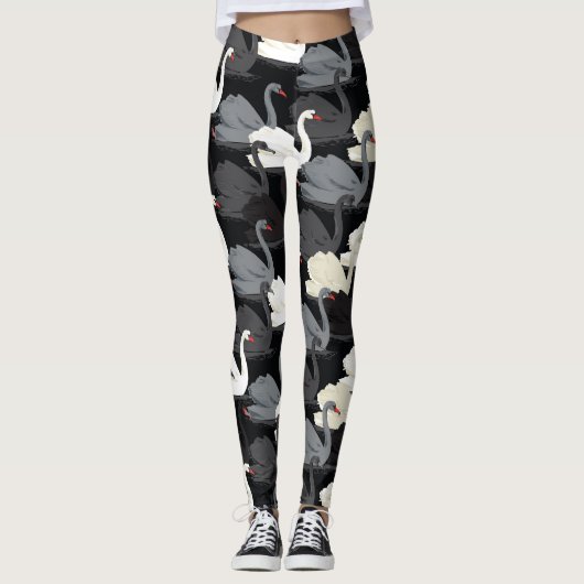 Vintager Schwanensee: Monotone-Muster. Leggings (Vorderseite)