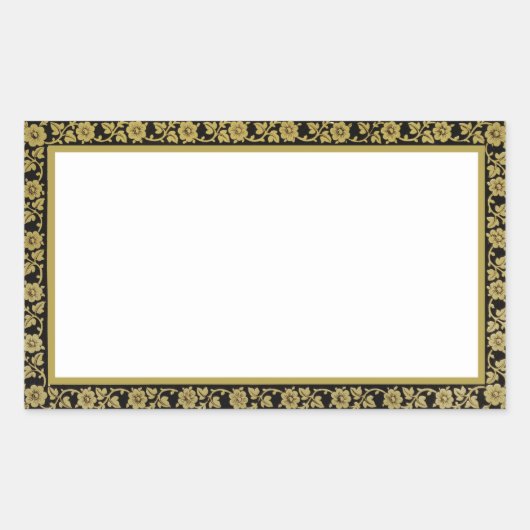 Vintager Schwarz-Beige-Rahmen Rechteckiger Aufkleber (Vorderseite)