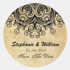 Vintager Schwarz-Hochzeitsticker Runder Aufkleber
