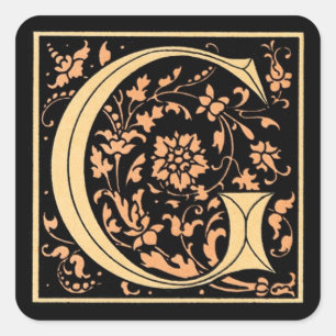 Vintager Schwarz-u. Goldbuchstabe ` G-' - Quadratischer Aufkleber