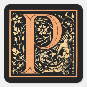 Vintager Schwarz-u. Goldbuchstabe ` P' - Aufkleber