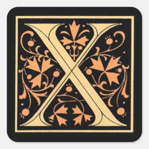 Vintager Schwarz-u. Goldbuchstabe ` X' - Aufkleber