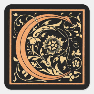 Vintager Schwarz- und Goldbrief "C" - Aufkleber