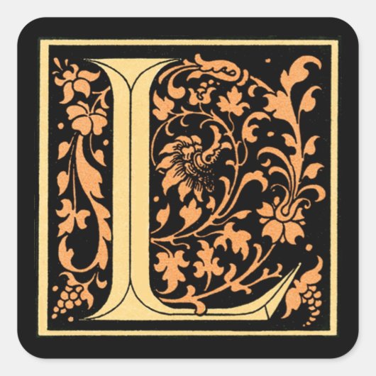 Vintager Schwarz- und Goldbrief "L" - Aufkleber (Vorderseite)
