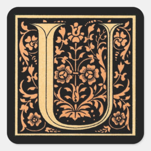 Vintager Schwarz- und Goldbrief "U" - Aufkleber