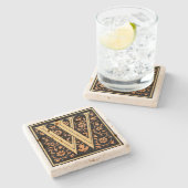 Vintager Schwarz- und Goldbrief "W" Steinuntersetzer (Seitenansicht)