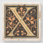 Vintager Schwarz- und Goldbrief "X" Steinuntersetzer (Vorderseite)