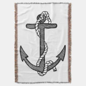 Vintager Schwarz-Weiß-Anker und -Seil Decke (Vorderseite Vertikal)