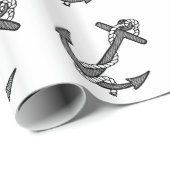 Vintager Schwarz-Weiß-Anker und -Seil Geschenkpapier (Rolleneckpunkt)