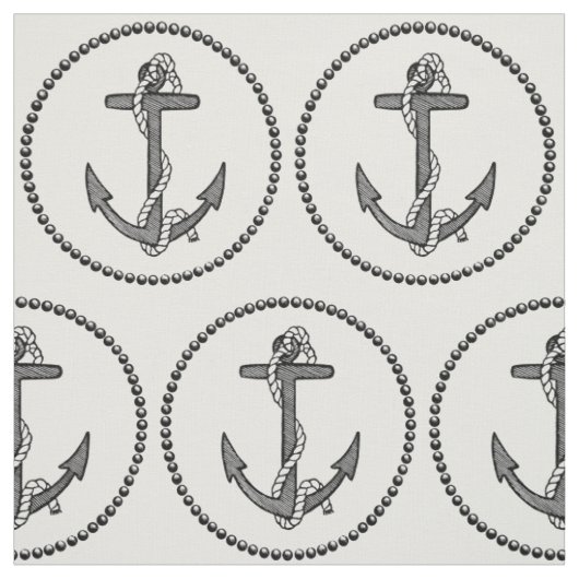Vintager Schwarz-Weiß-Anker und Seil Stoff (Muster)