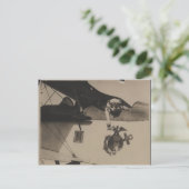 Vintager Schwarz-Weiß-Bulldoggen-Luftverkehr Postkarte (Stehend Vorderseite)