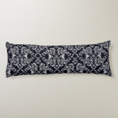 Vintager Schwarz-Weiß-Damast-Stil Seitenschläferkissen (Rückseite)