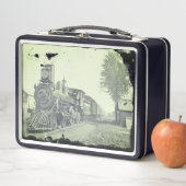 Vintager Schwarz-Weiß-Dampfzug Metall Brotdose (Beispiel)