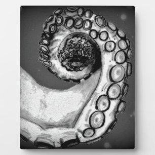 Vintager Schwarz-Weiß-Oktopus-Tentakel Fotoplatte