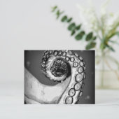 Vintager Schwarz-Weiß-Oktopus-Tentakel Postkarte (Stehend Vorderseite)