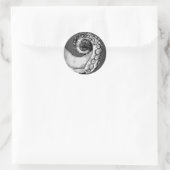 Vintager Schwarz-Weiß-Oktopus-Tentakel Runder Aufkleber (Tasche)