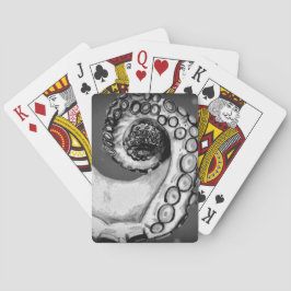 Vintager Schwarz-Weiß-Oktopus-Tentakel Spielkarten