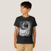 Vintager Schwarz-Weiß-Oktopus-Tentakel T-Shirt (Vorne ganz)