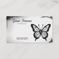 Vintager Schwarz-Weiß-Schmetterling Tattoo Artist