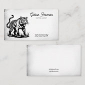 Vintager Schwarz-Weiß-Tiger Tattoo-Künstler Visitenkarte (Vorne/Hinten)