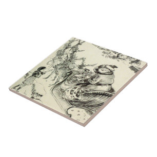 Vintager Schwarz-Weiß-Weihnachtsmann kommt in die  Fliese